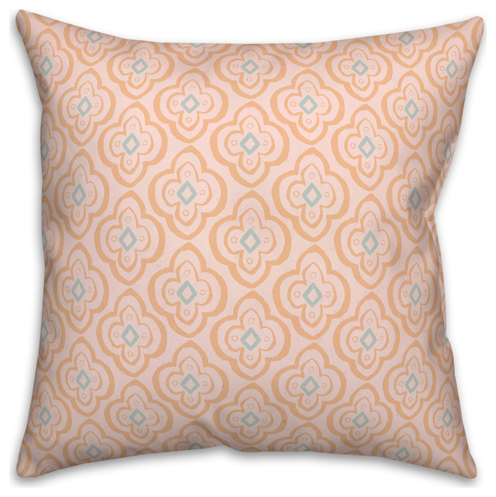Orange Quatre on Pink 18x18 Spun Poly Pillow