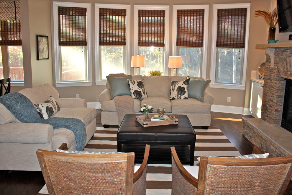 Photo of a transitional family room in Charlotte.