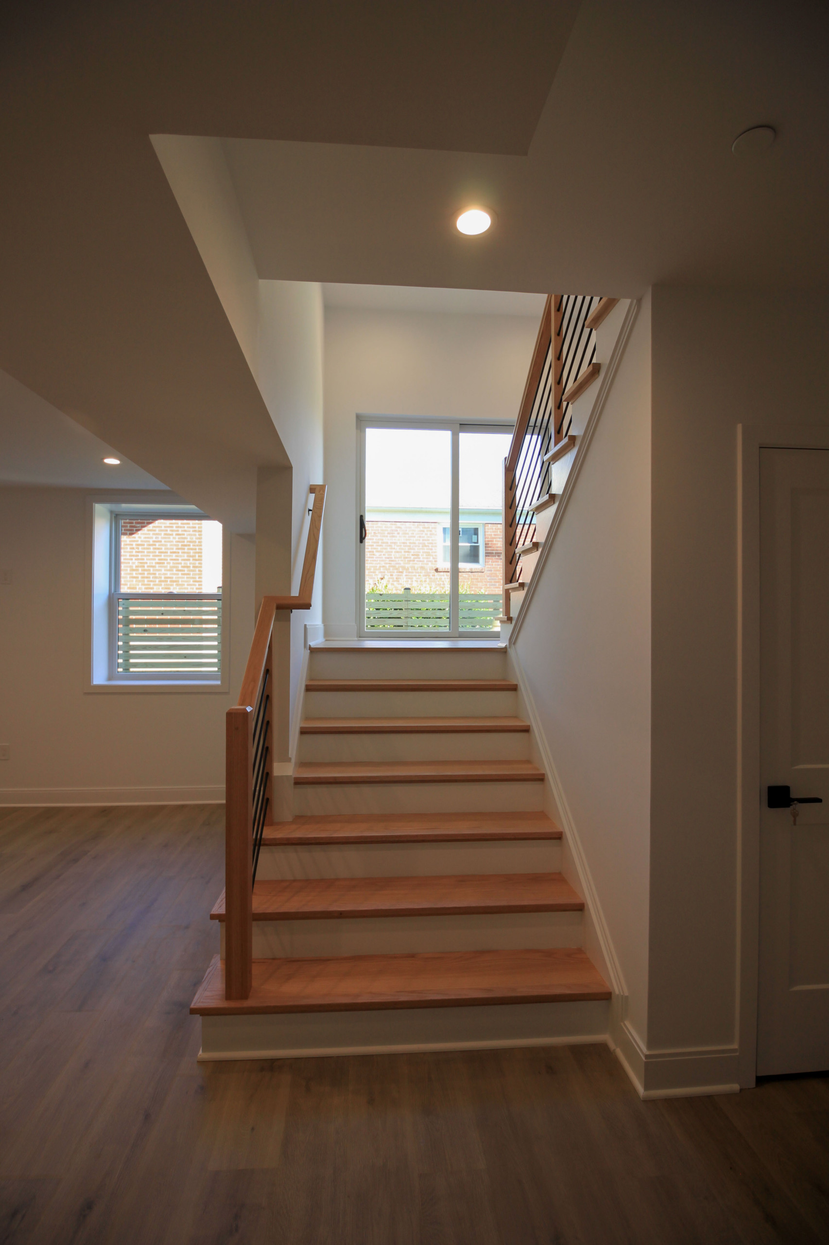 94_Neutral Color Floating Staircase with Metal Balusters, Bethesda MD 20817