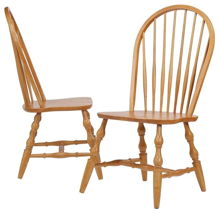Sunset Trading Oak Selections 18" Wood Windsor Dining Chair in Oak (Set