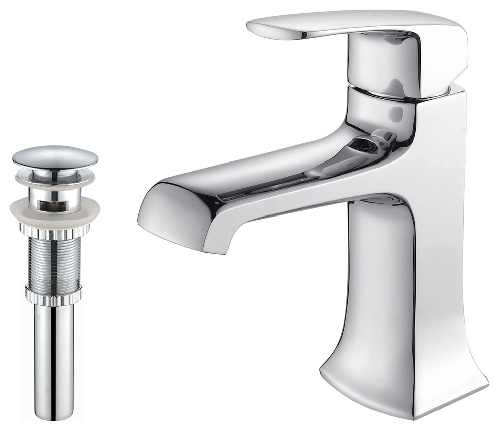 Kraus Decorum Single Lever Basin Faucet and Pop Up Drain with Overflow Chrome