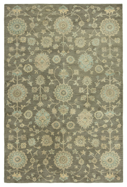 SEVILLE Hand-Tufted Wool and Silkette Area Rug, Gray, 2'6"x10'