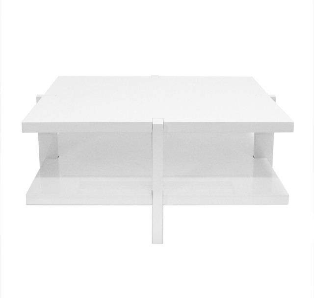 Worlds Away Medford Coffee Table White Lacquer