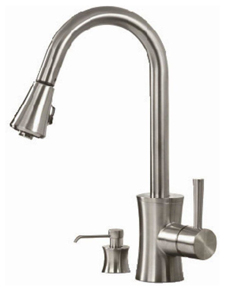 Pegasus Luca Single-Handle Pull-Down Sprayer Kitchen Faucets in Brushed Nickel