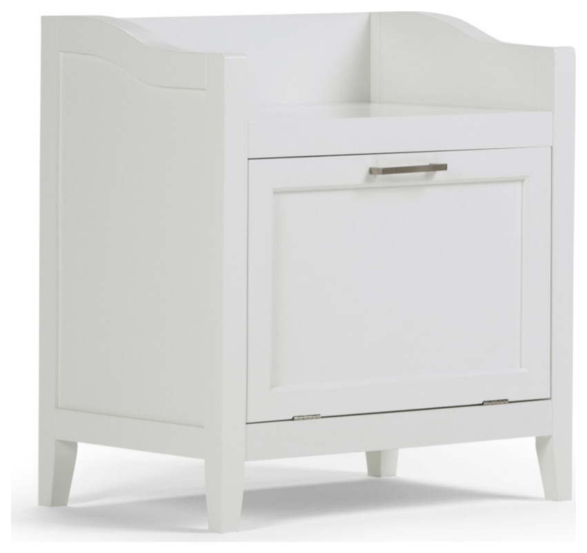 Simpli Home Avington Wood 24" Bathroom Storage Cabinet in Pure White