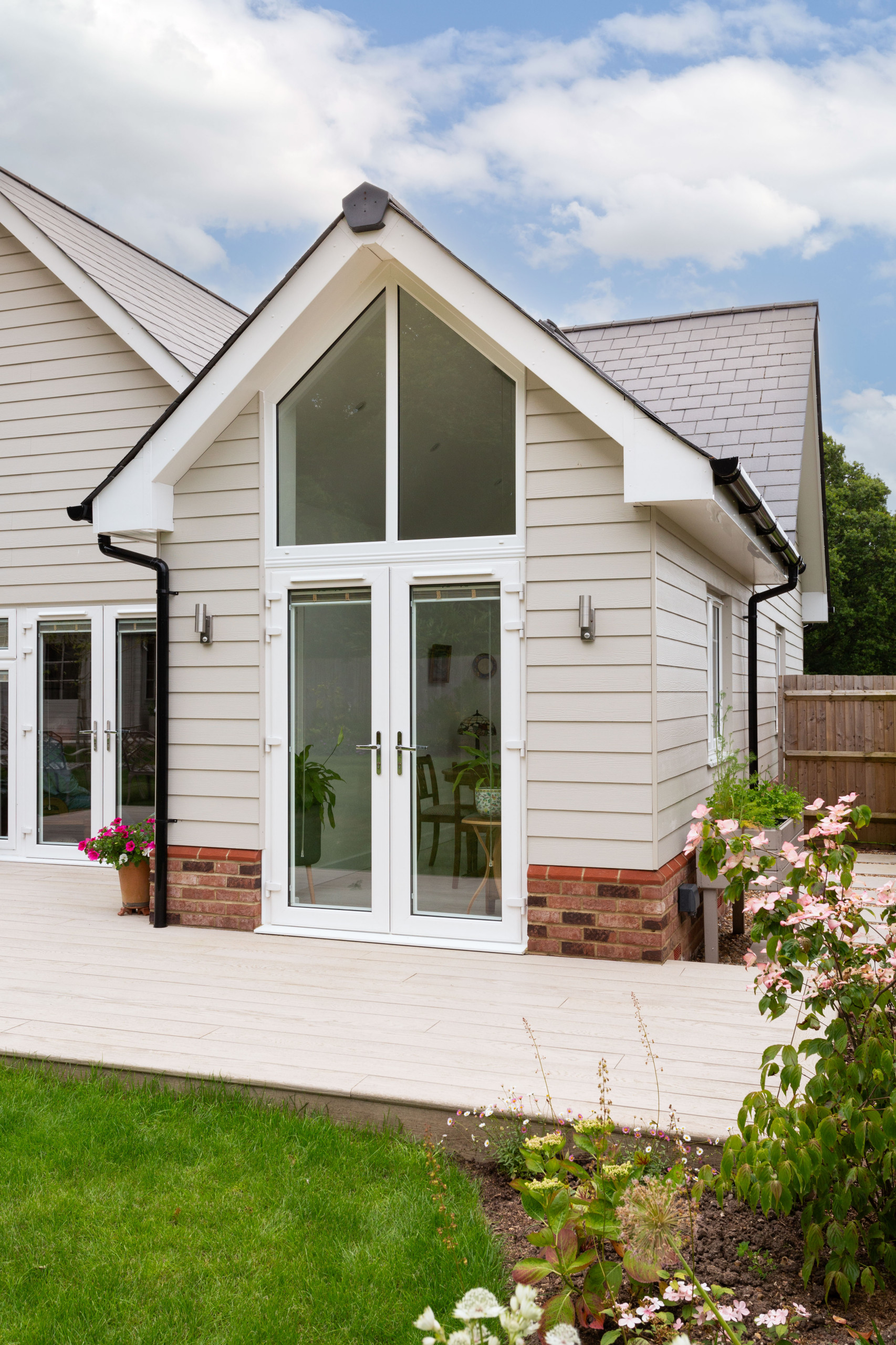 Exterior view of extension and patio connected to house