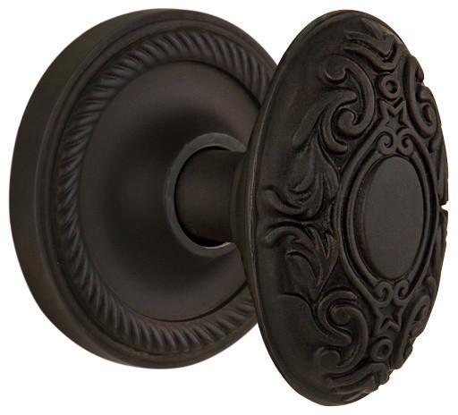 Single Rope Rosette With Victorian Knob, Oil-Rubbed Bronze