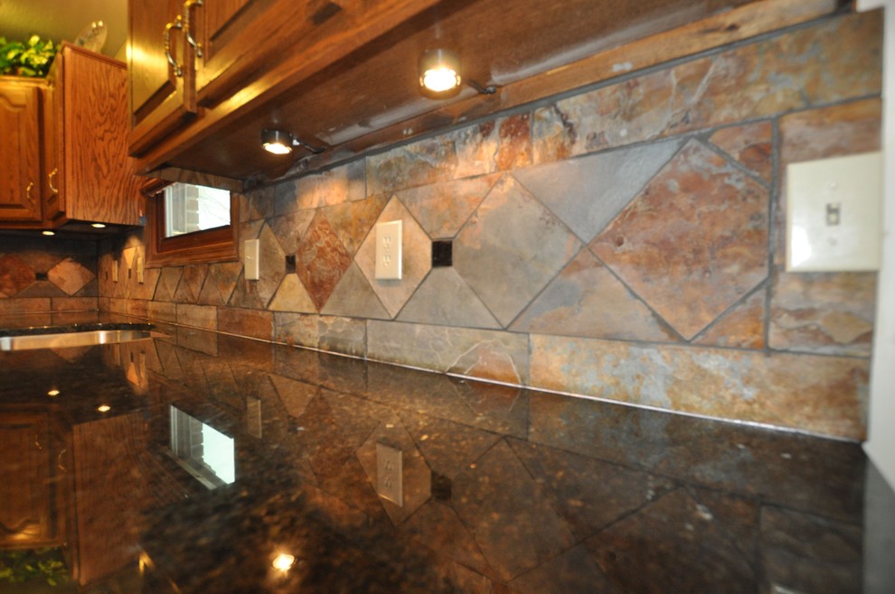Granite Countertops And Tile Backsplash, Slate Tile Countertops