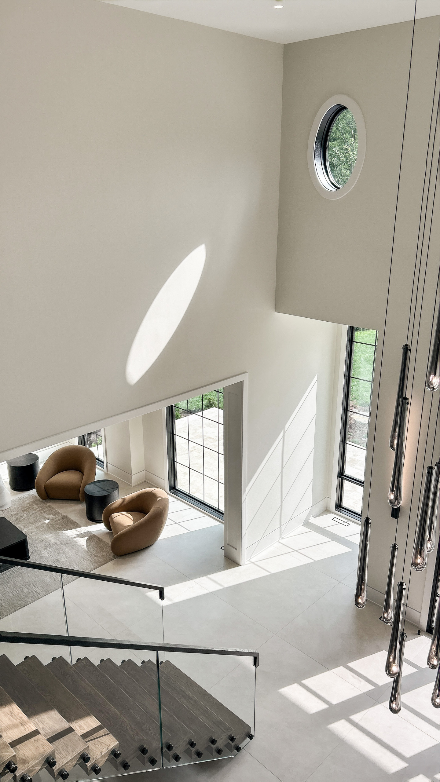 Project #159 | Modern Foyer Stair with Stand-off Glass Railing