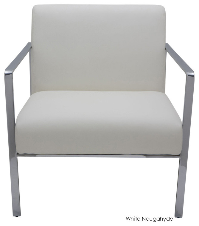 Risa Lounger Chair, White Naugahyde