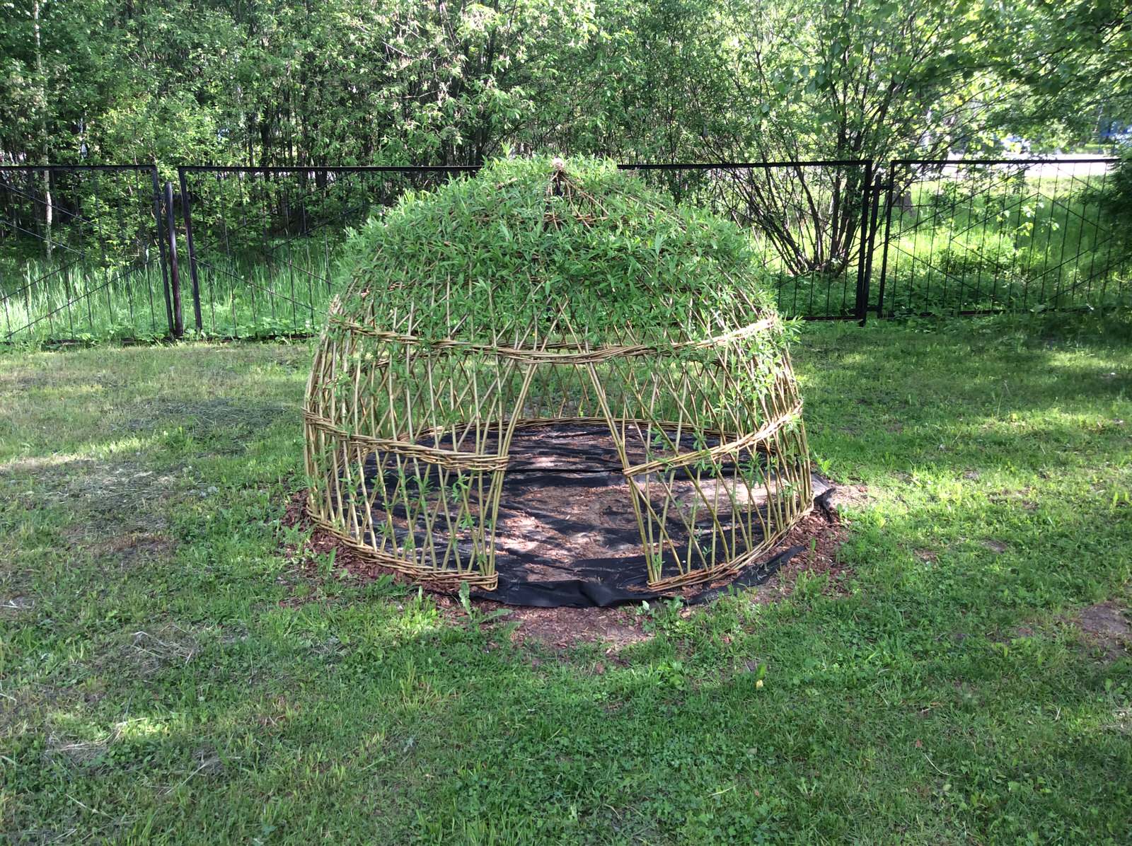 Плетеная беседка в детском саду.