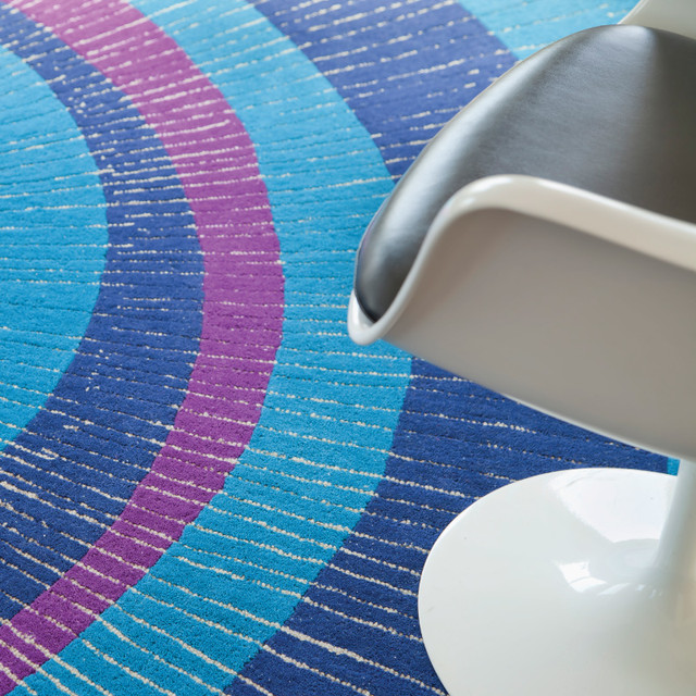 Eccentric Blue, Purple Area Rug, 5'x8' Contemporary Area Rugs by