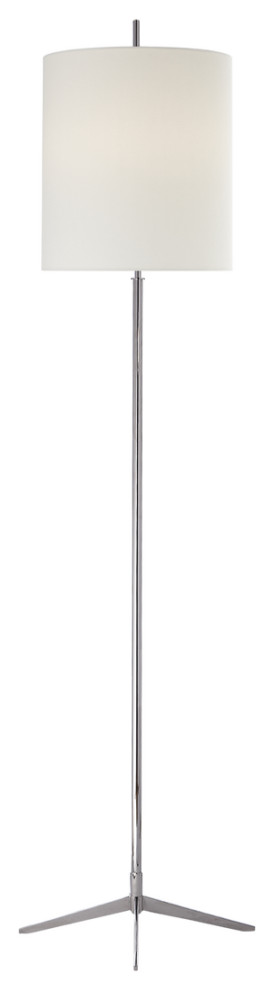 Caron Floor Lamp in Polished Nickel with Linen Shade