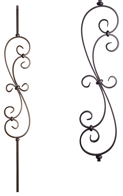 Satin Black 16.1.25-T S-Scroll Hollow Iron Baluster for Staircase Remodel