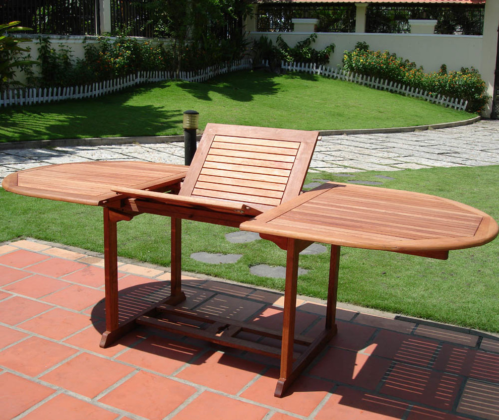 Outdoor Wood Oval Extention Table with Foldable Butterfly