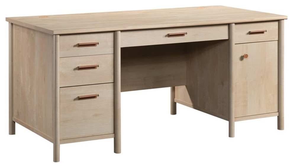 Sauder Whitaker Point Engineered Wood Executive Desk in Natural Maple