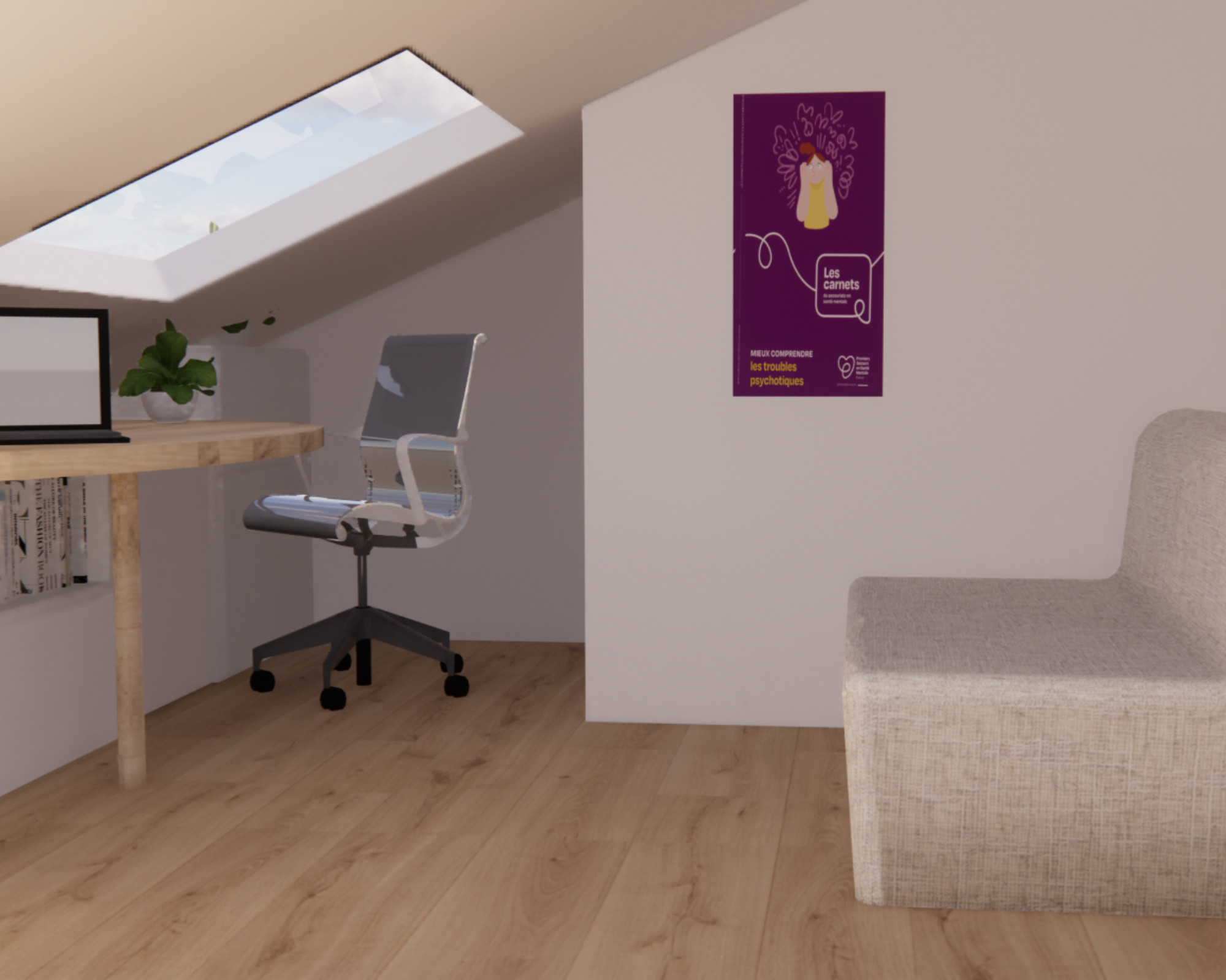 Example of an urban home office design in Grenoble