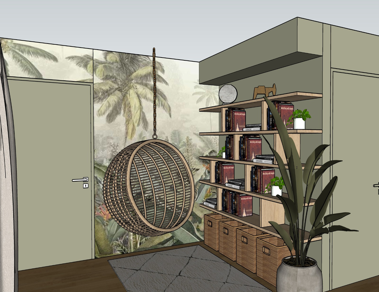 Création coin détente et son bibliothèque sur-mesure