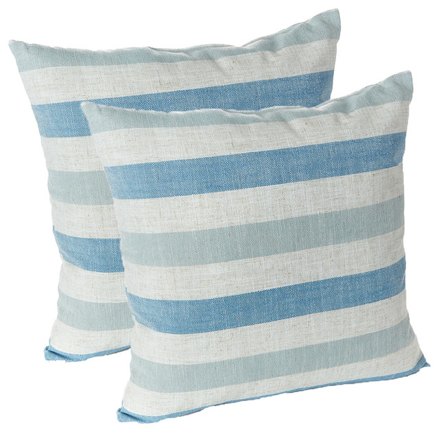 Liza Stripe 18 X18 Decorative Throw Pillows Set Of 2 Beach