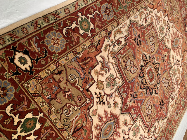 Beige Fine Hand-Knotted Serapi Design 9'x12' - Mediterranean - Area ...