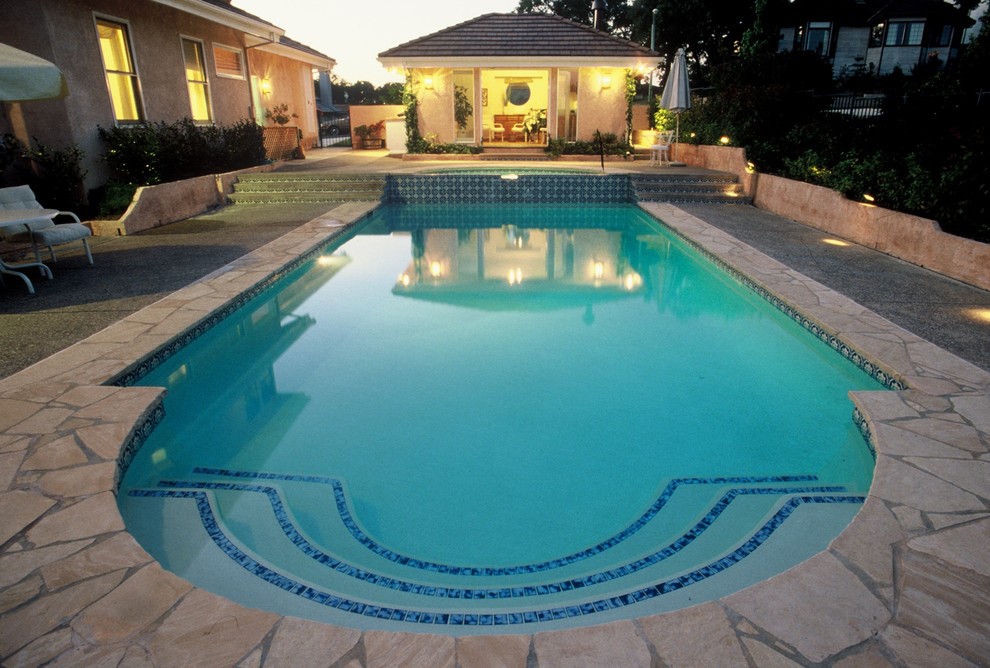 Design ideas for a mediterranean pool in Sacramento.