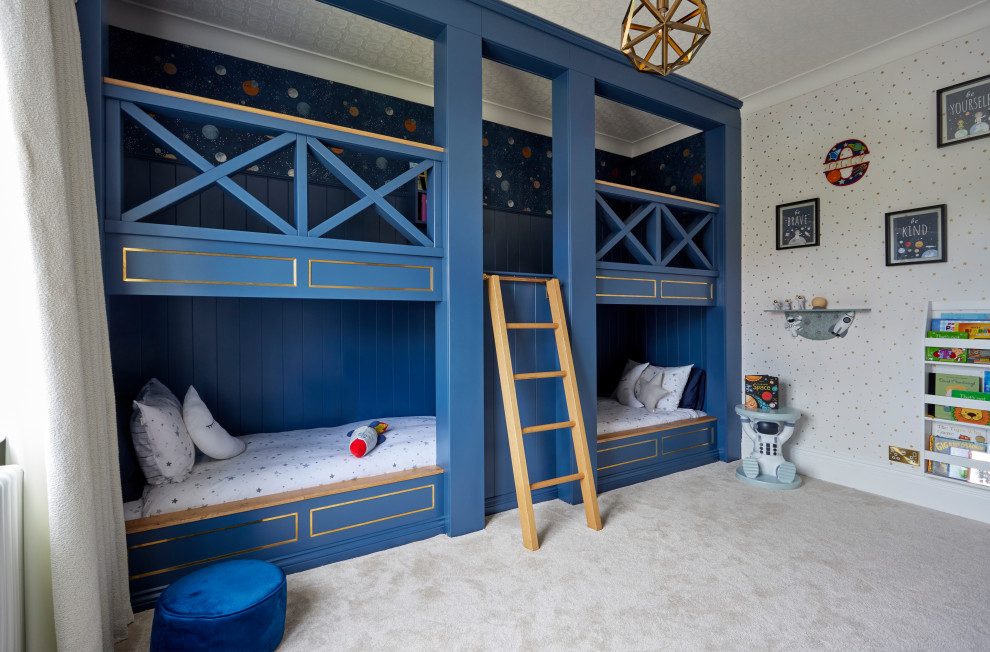 Design ideas for a contemporary kids' bedroom in Manchester.