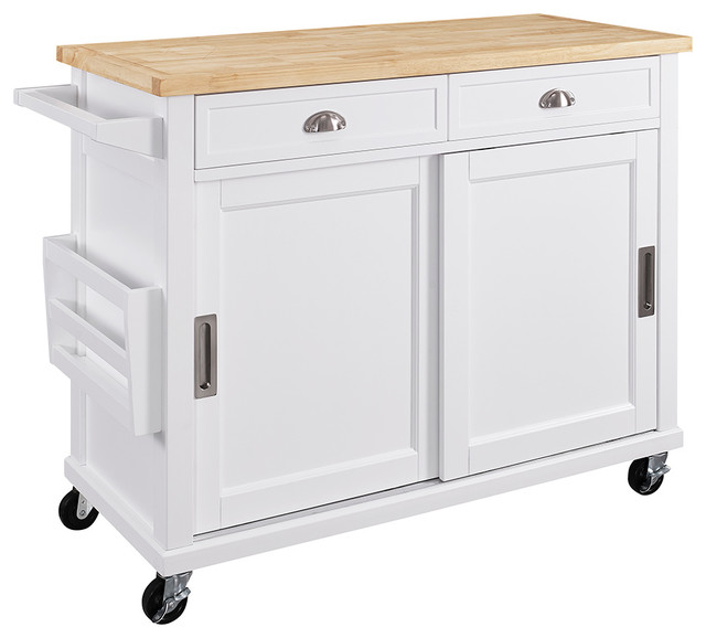 Linon Sherman Kitchen Cart Transitional Kitchen Islands And Kitchen