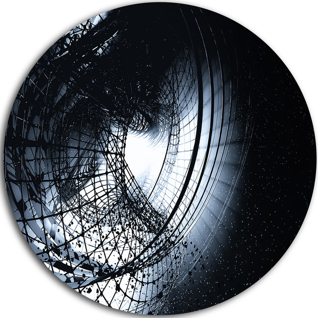 3D Abstract Art Black Spiral, Abstract Round Metal Wall Art