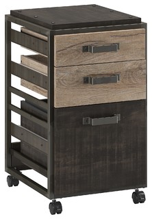 Bush Refinery 3 Drawer Mobile File Cabinet In Rustic Gray