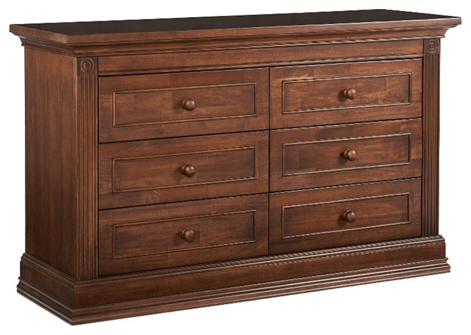 Baby Cache Montana 6Drawer Traditional Wood Dresser in Brown Sugar