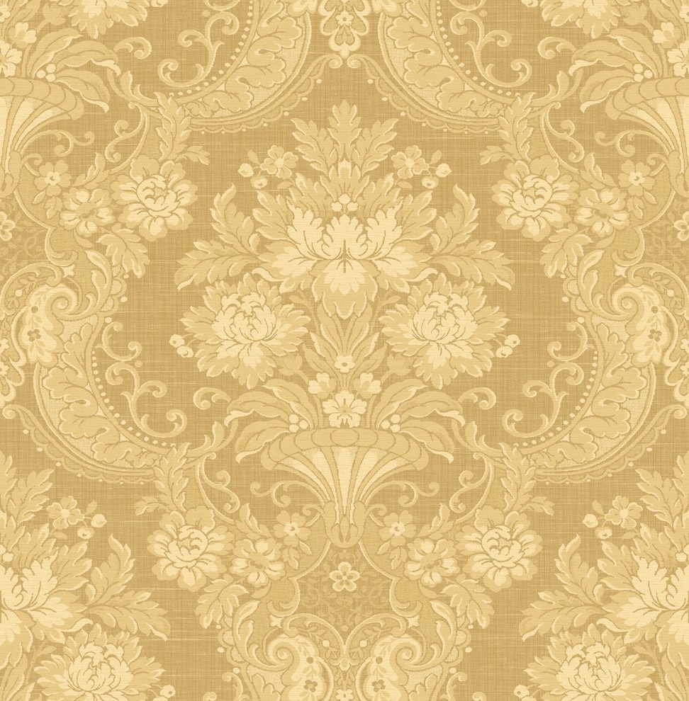 Robust Damask Wallpaper in Full Gold TX40905 from Wallquest