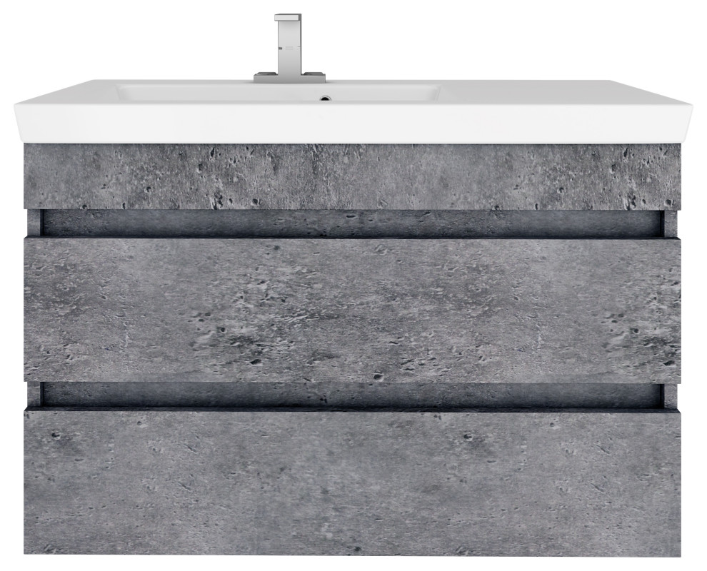 32" Floating Vanity With Integrated Sink Contemporary Bathroom Vanities And Sink Consoles