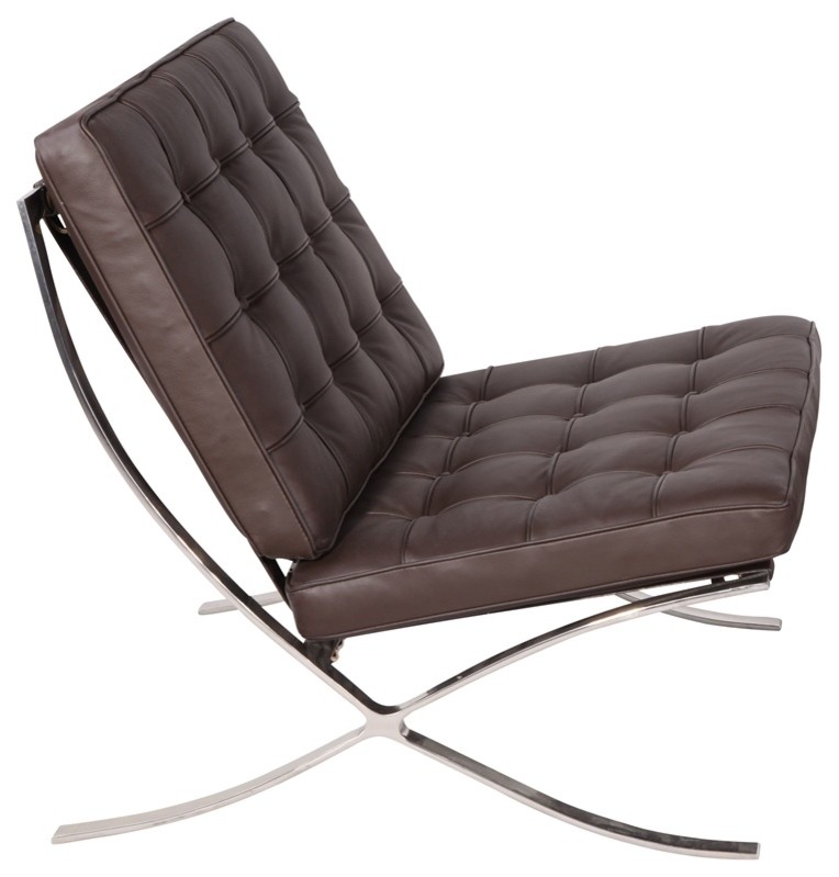 Pavilion Chair in Genuine Brown Leather