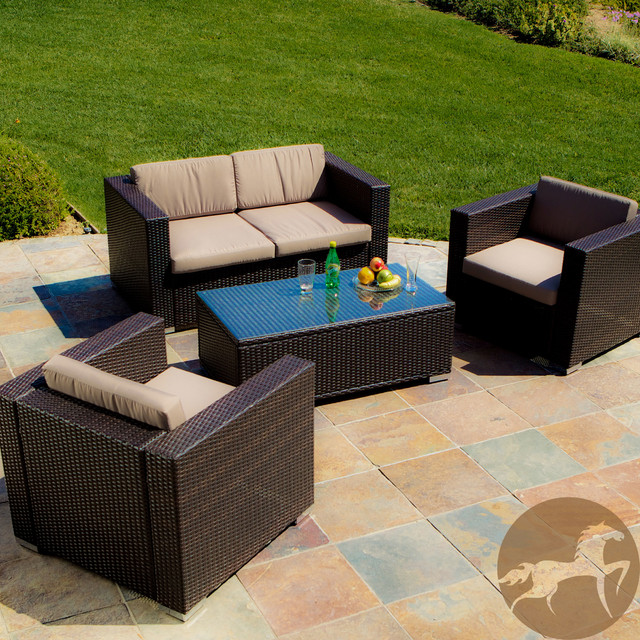 Christopher Knight Home Murano Pe Wicker Outdoor 4 Piece Sofa Set Christopher Knight Home Murano Pe Wicker Outdoor 4 Piece Sofa Set Contemporary Patio Furniture And By