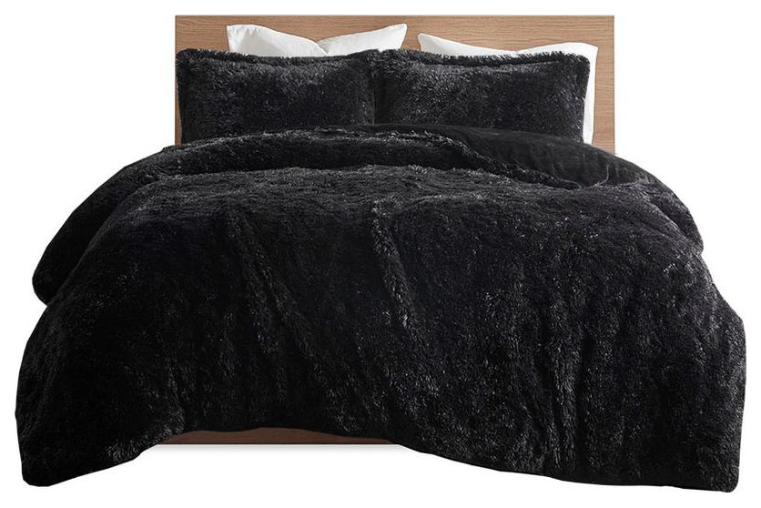100 Polyester Solid Shaggy Fur Duvet Cover Set Id122039