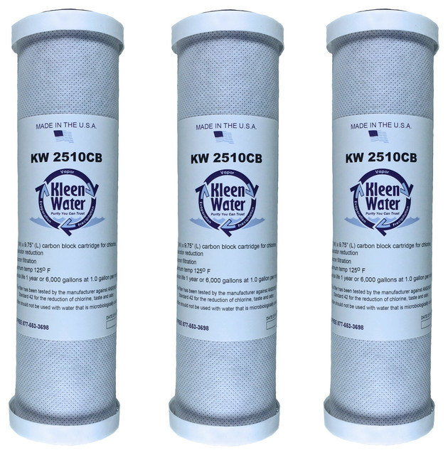 KleenWater KW2510CB Carbon Block Water Filter, Set of 3