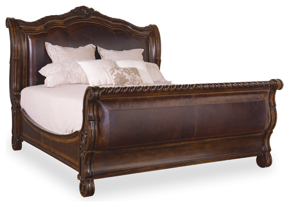 A R T Home Furnishings Valencia, Leather Sleigh Bed King Size