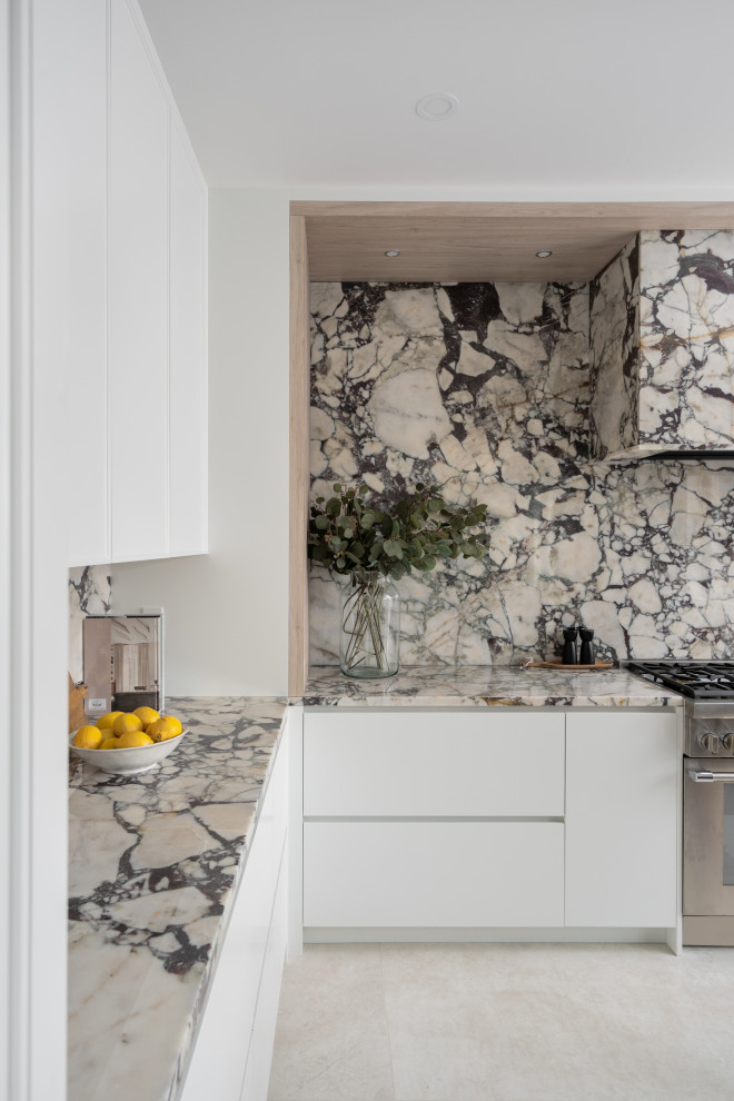Modern Luxury Kitchen with Dramatic Marble