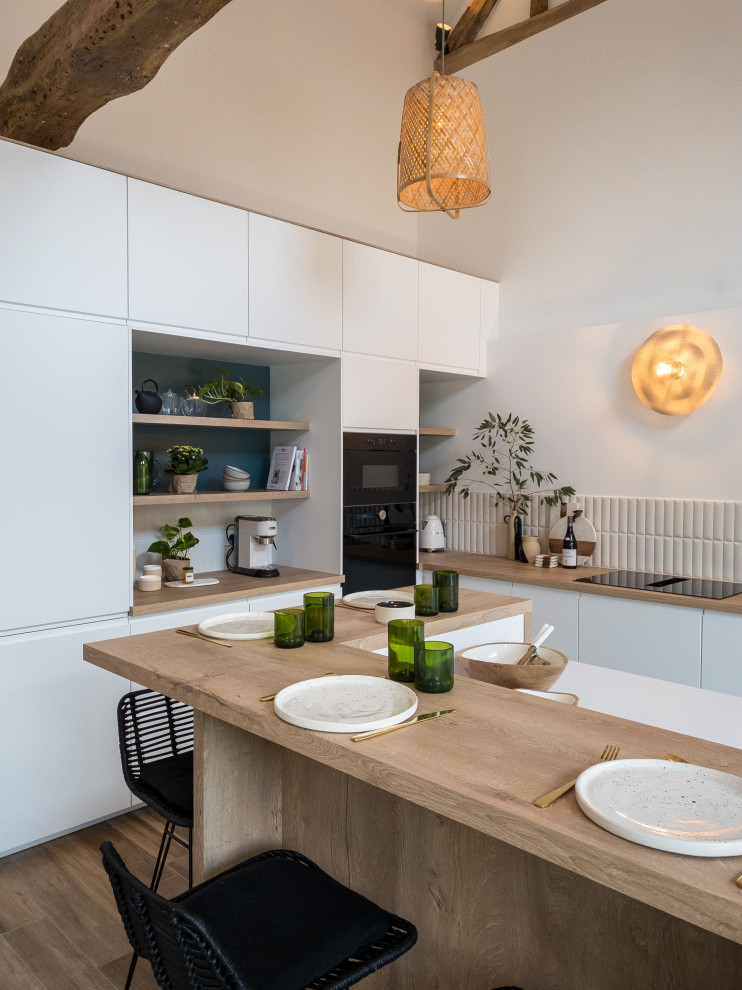 Rénovation d’une longère dans les Yvelines  Cuisine conviviale et lumineuse