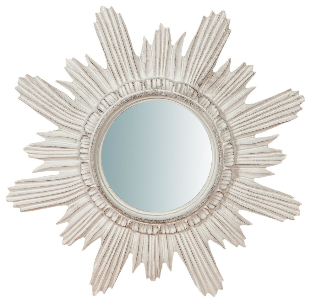 Italian Sun Wall Mirror, White, 45x45 cm