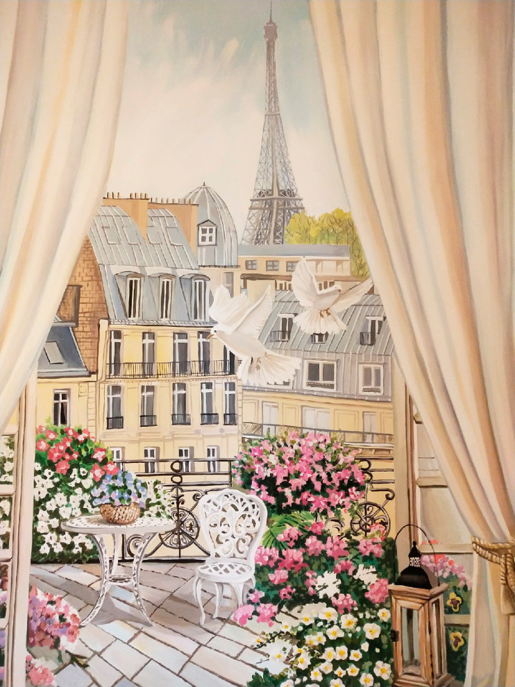 Роспись в спальне загородного дома в Сочи