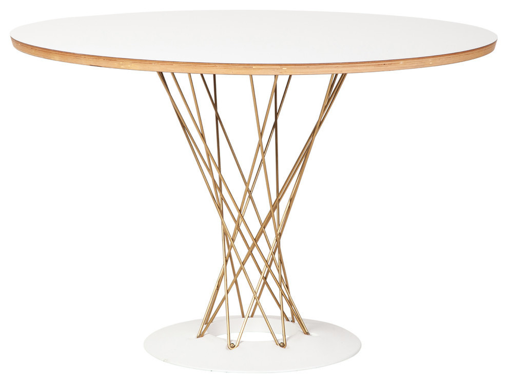 Wire 42" Dining Table, Gold, White