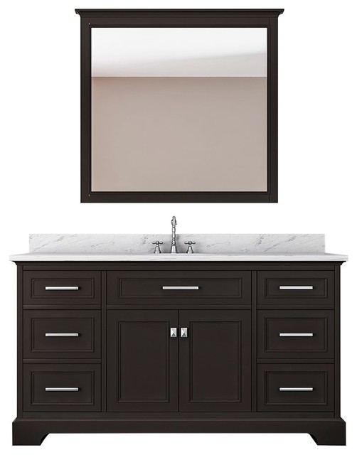 Pittsburgh 61, Single Bathroom Vanity, Espresso With Mirror ...