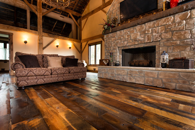 Antique Historic Plank Flooring Barn Loft Rustic Living Room