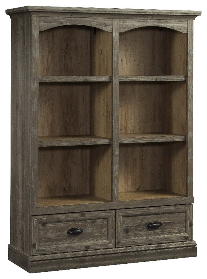 Pemberly Row Contemporary Engineered Wood Bookcase in Pebble Pine