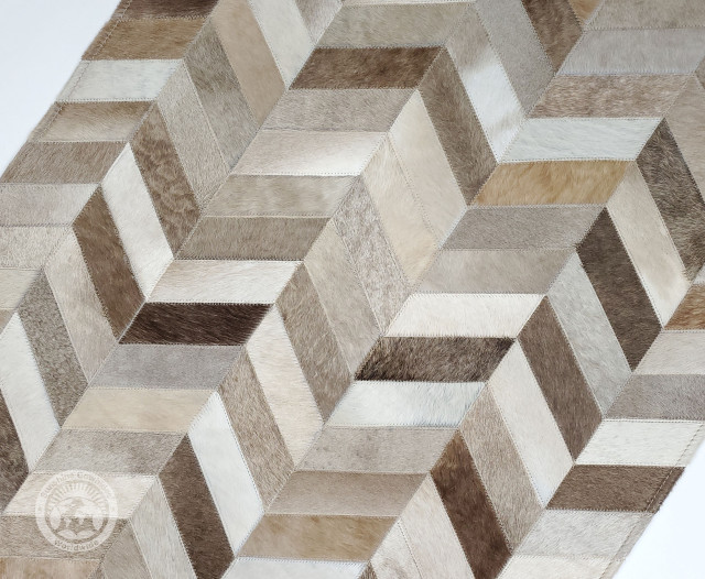 Cowhide Patchwork Runner Rug, 2.5x8' Contemporary Hall And Stair