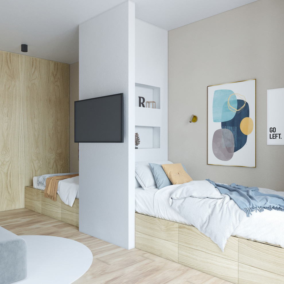 Два уединенных спальных места, внизу кроватей удобные ящики для хранения