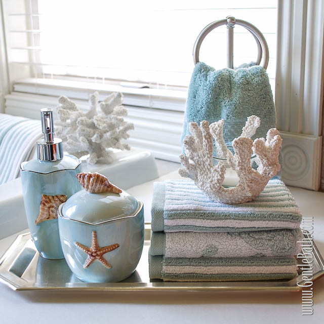 seafoam serenity: coastal themed bath decor idea - beach style