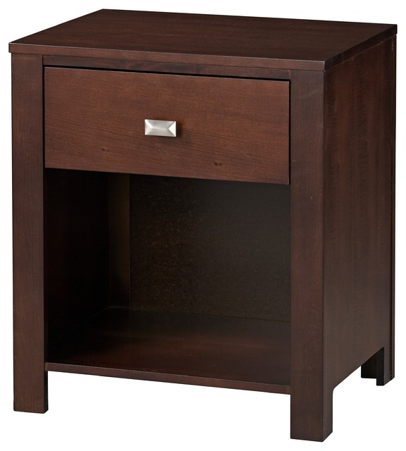 Modus Furniture Riva One Drawer Nightstand in Chocolate Brown