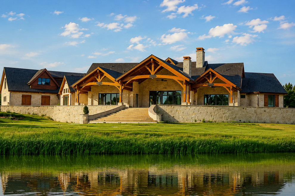 Custom Luxury home featuring hand crafted timber beams